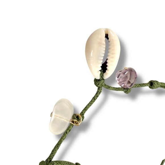 Free People Shell Bohemian Beach Summer Collected Anklet in Sage Green NWT Boho - Picture 6 of 12